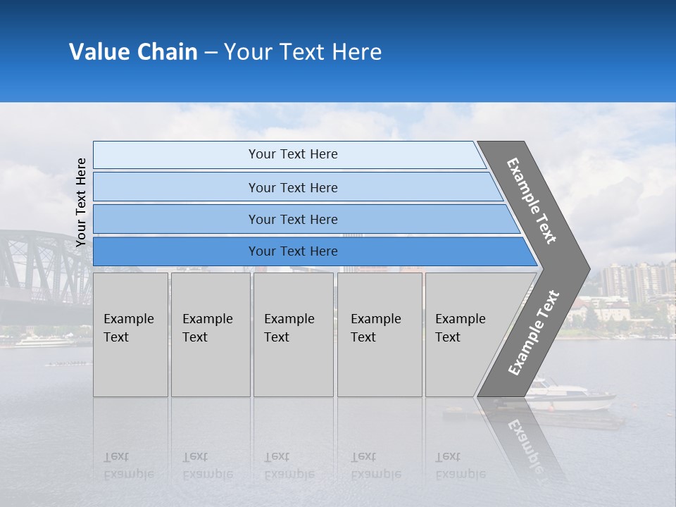 A Bridge Over A River With A Boat In The Water PowerPoint Template