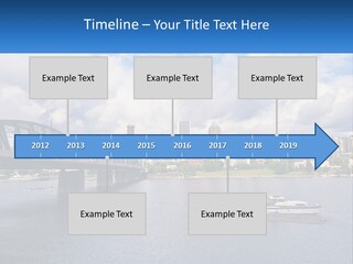 A Bridge Over A River With A Boat In The Water PowerPoint Template