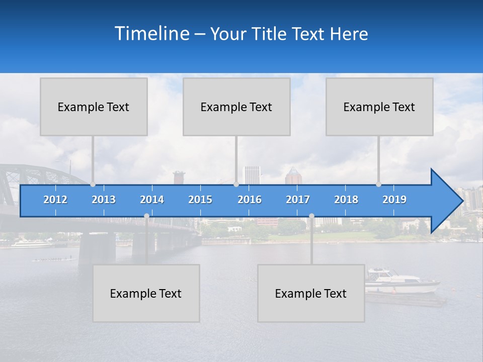 A Bridge Over A River With A Boat In The Water PowerPoint Template