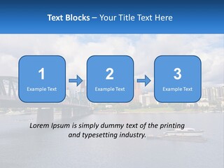 A Bridge Over A River With A Boat In The Water PowerPoint Template