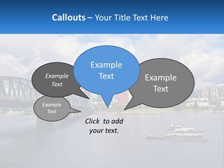 A Bridge Over A River With A Boat In The Water PowerPoint Template