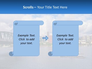 A Bridge Over A River With A Boat In The Water PowerPoint Template