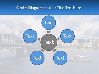 A Bridge Over A River With A Boat In The Water PowerPoint Template