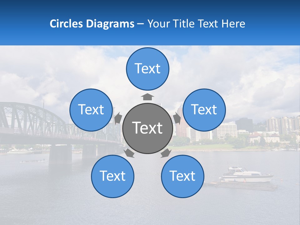 A Bridge Over A River With A Boat In The Water PowerPoint Template