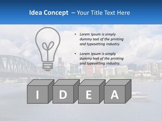 A Bridge Over A River With A Boat In The Water PowerPoint Template