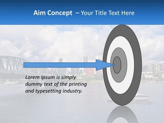 A Bridge Over A River With A Boat In The Water PowerPoint Template