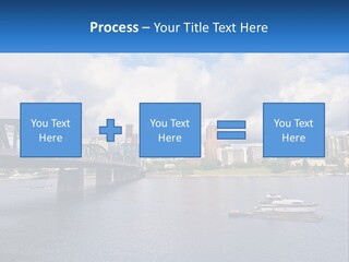 A Bridge Over A River With A Boat In The Water PowerPoint Template