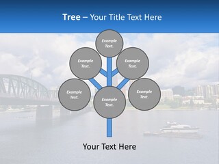 A Bridge Over A River With A Boat In The Water PowerPoint Template
