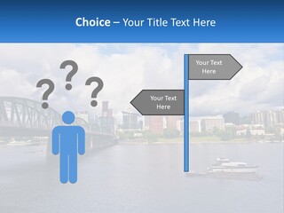 A Bridge Over A River With A Boat In The Water PowerPoint Template