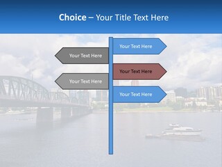 A Bridge Over A River With A Boat In The Water PowerPoint Template