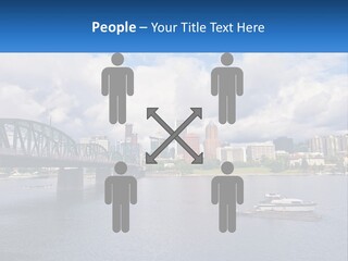 A Bridge Over A River With A Boat In The Water PowerPoint Template