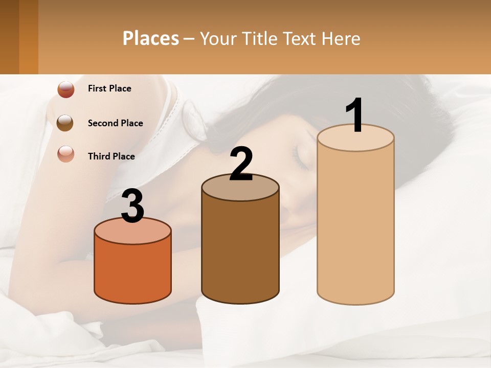 A Woman Sleeping On A Bed With Her Eyes Closed PowerPoint Template