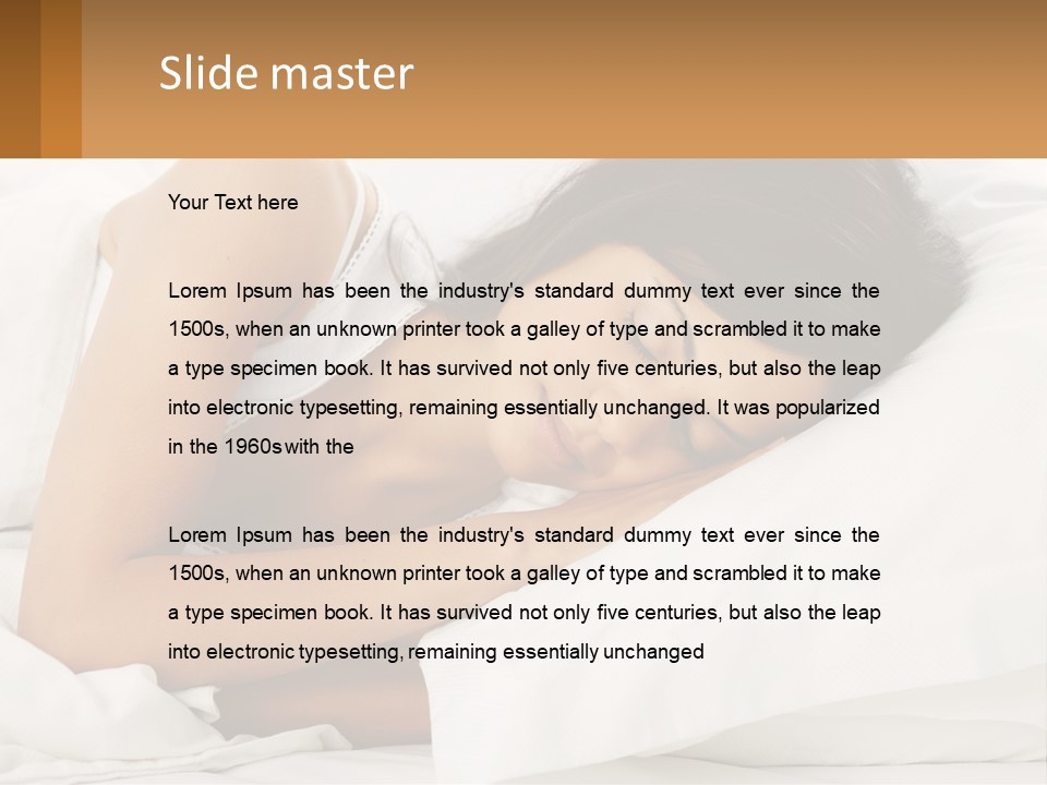 A Woman Sleeping On A Bed With Her Eyes Closed PowerPoint Template