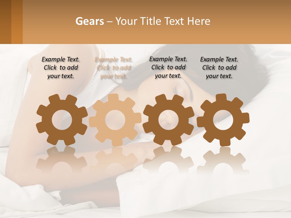 A Woman Sleeping On A Bed With Her Eyes Closed PowerPoint Template