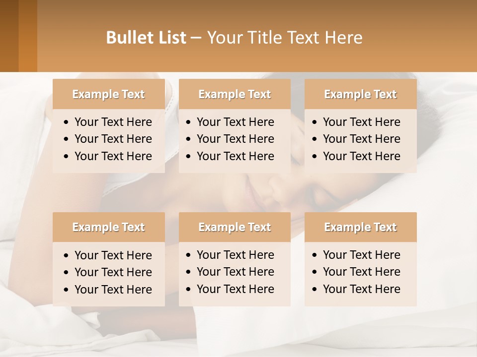 A Woman Sleeping On A Bed With Her Eyes Closed PowerPoint Template