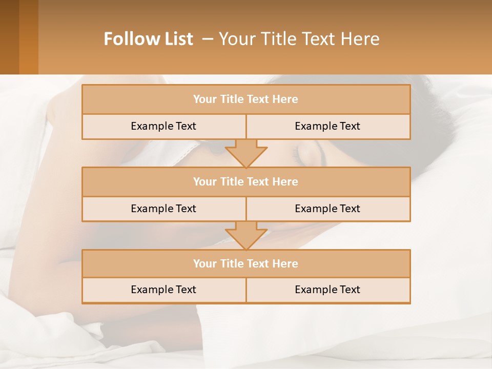 A Woman Sleeping On A Bed With Her Eyes Closed PowerPoint Template