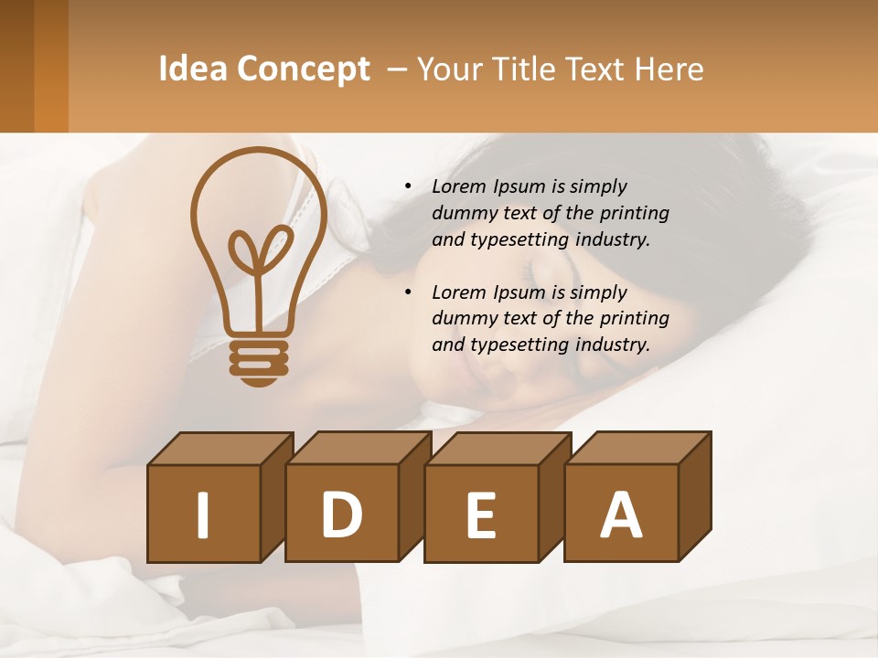 A Woman Sleeping On A Bed With Her Eyes Closed PowerPoint Template