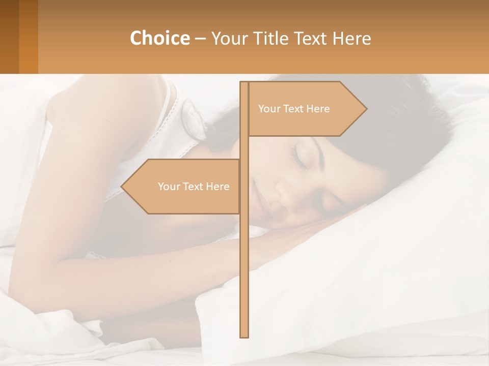 A Woman Sleeping On A Bed With Her Eyes Closed PowerPoint Template