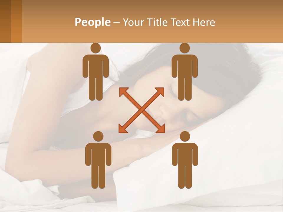 A Woman Sleeping On A Bed With Her Eyes Closed PowerPoint Template