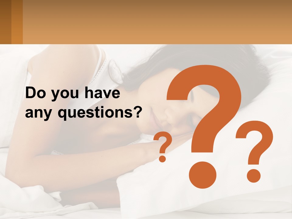 A Woman Sleeping On A Bed With Her Eyes Closed PowerPoint Template