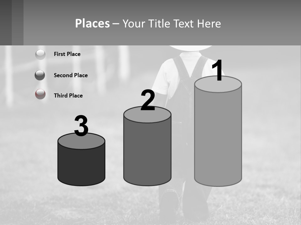 A Little Boy Wearing A Cowboy Hat And Overalls PowerPoint Template