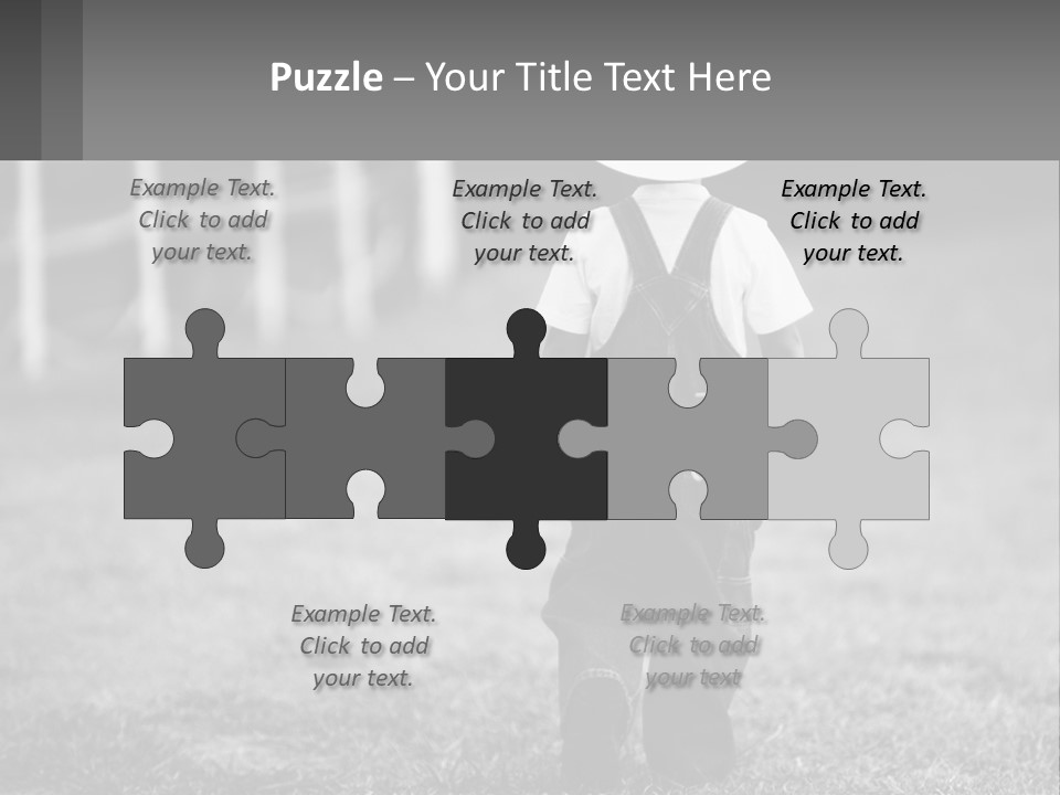 A Little Boy Wearing A Cowboy Hat And Overalls PowerPoint Template