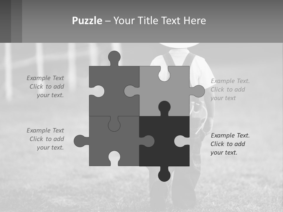 A Little Boy Wearing A Cowboy Hat And Overalls PowerPoint Template