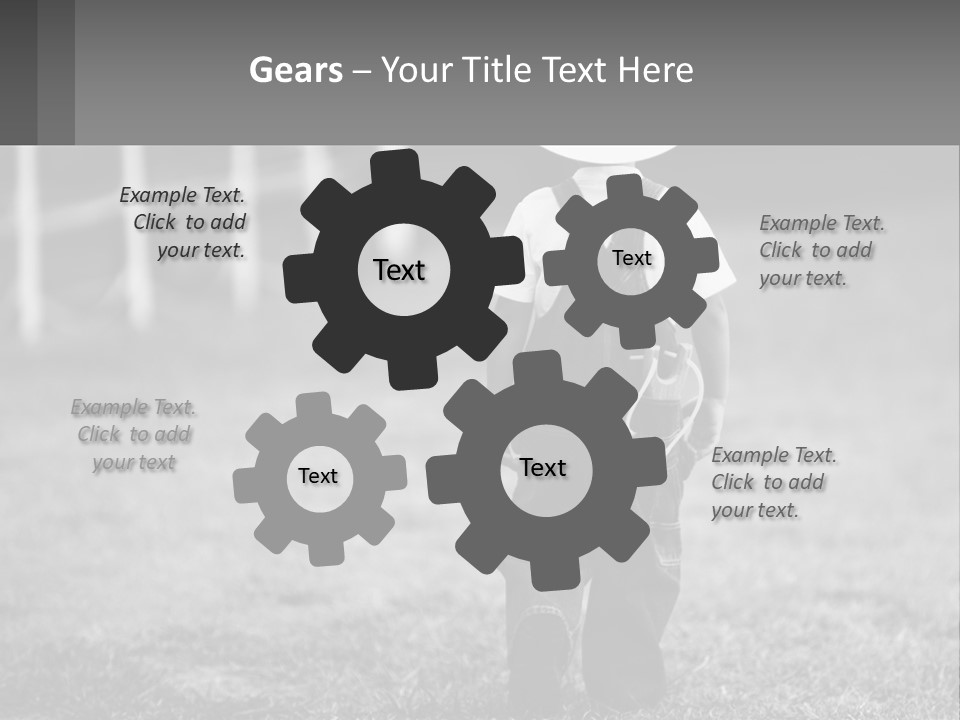 A Little Boy Wearing A Cowboy Hat And Overalls PowerPoint Template