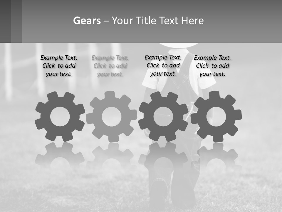 A Little Boy Wearing A Cowboy Hat And Overalls PowerPoint Template