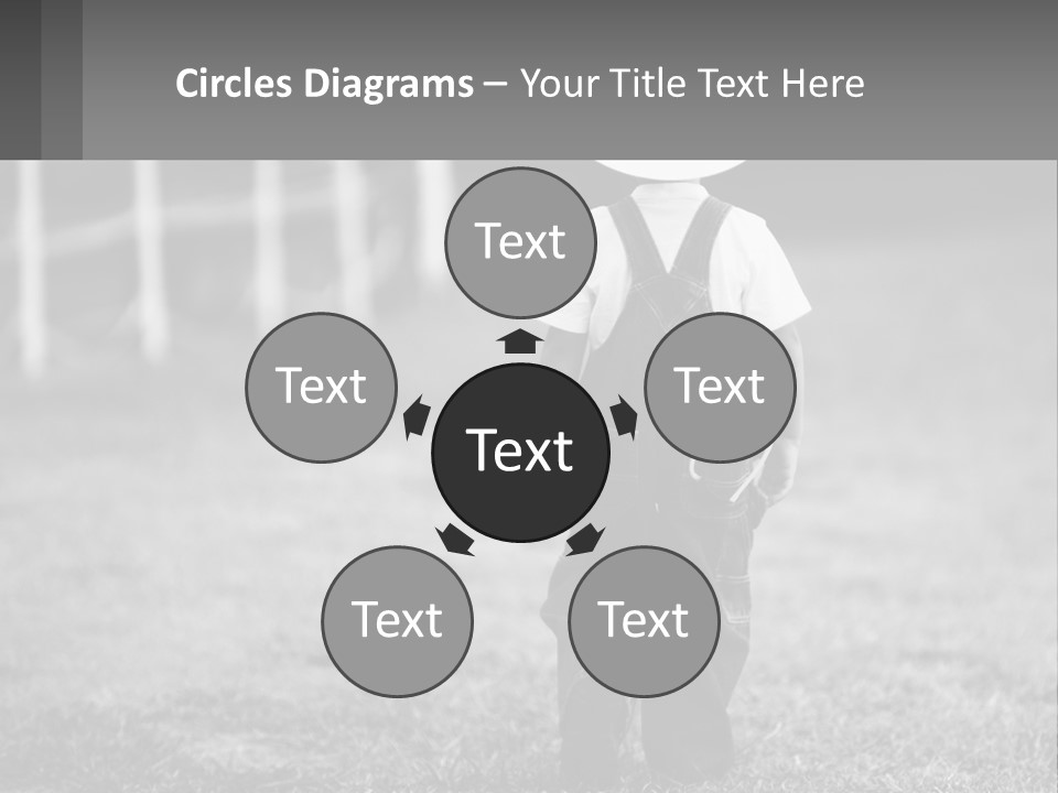 A Little Boy Wearing A Cowboy Hat And Overalls PowerPoint Template