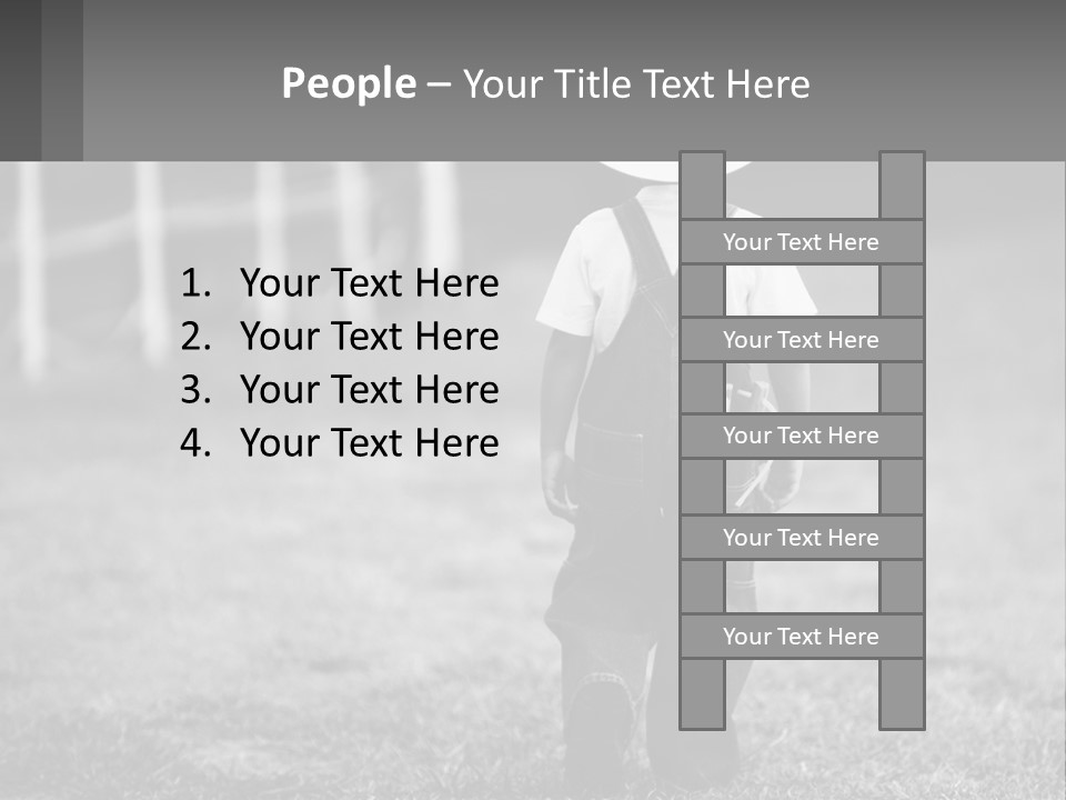 A Little Boy Wearing A Cowboy Hat And Overalls PowerPoint Template