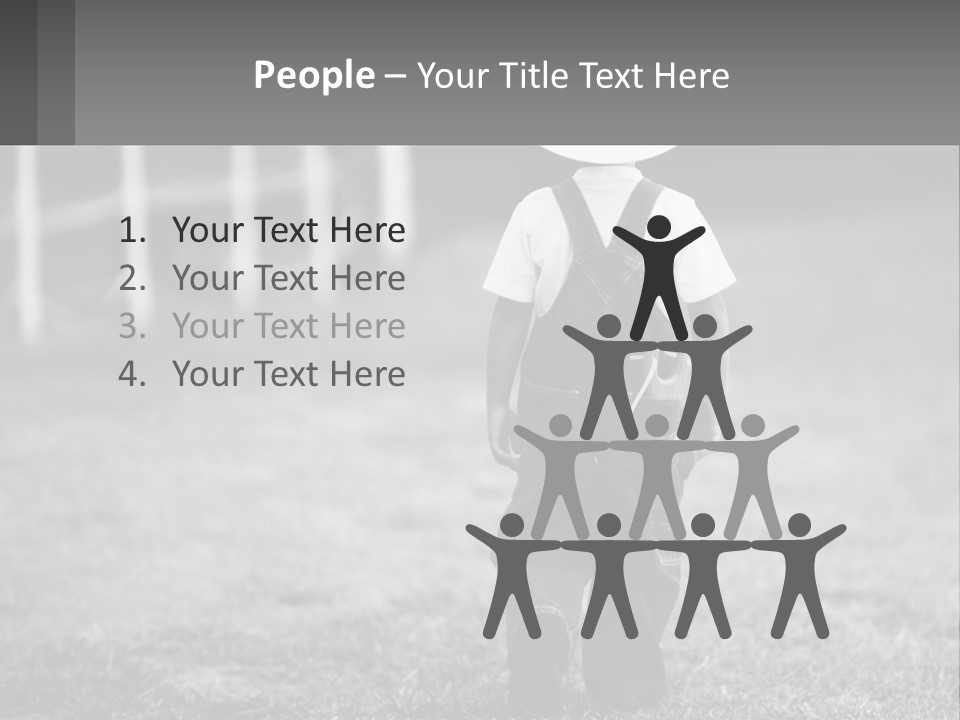 A Little Boy Wearing A Cowboy Hat And Overalls PowerPoint Template