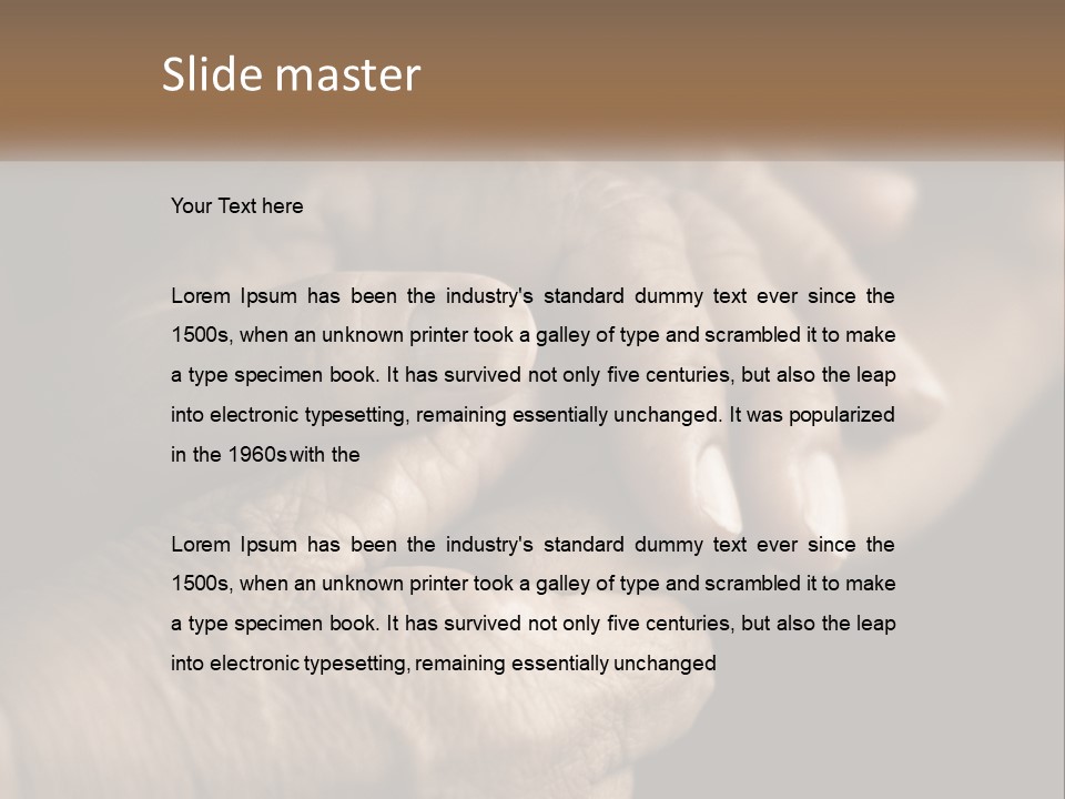 Two Hands Holding Each Other Over A Black Background PowerPoint Template