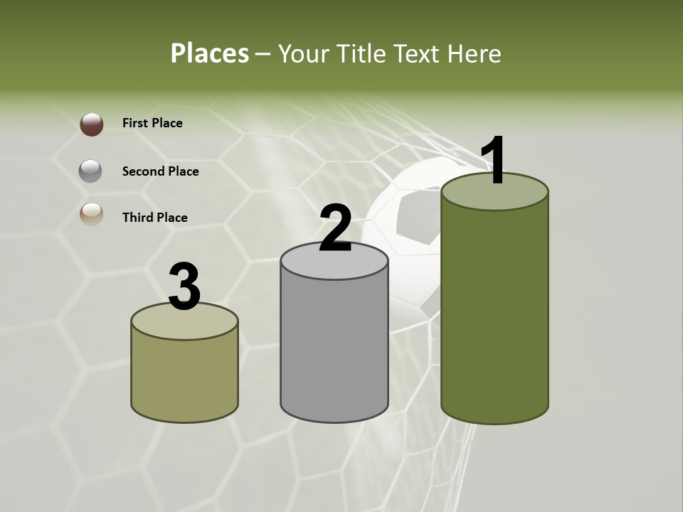 A Soccer Ball Is In The Net Of A Soccer Field PowerPoint Template