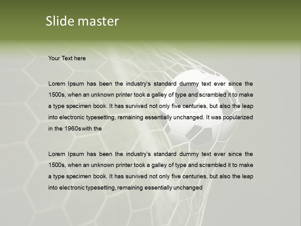 A Soccer Ball Is In The Net Of A Soccer Field PowerPoint Template