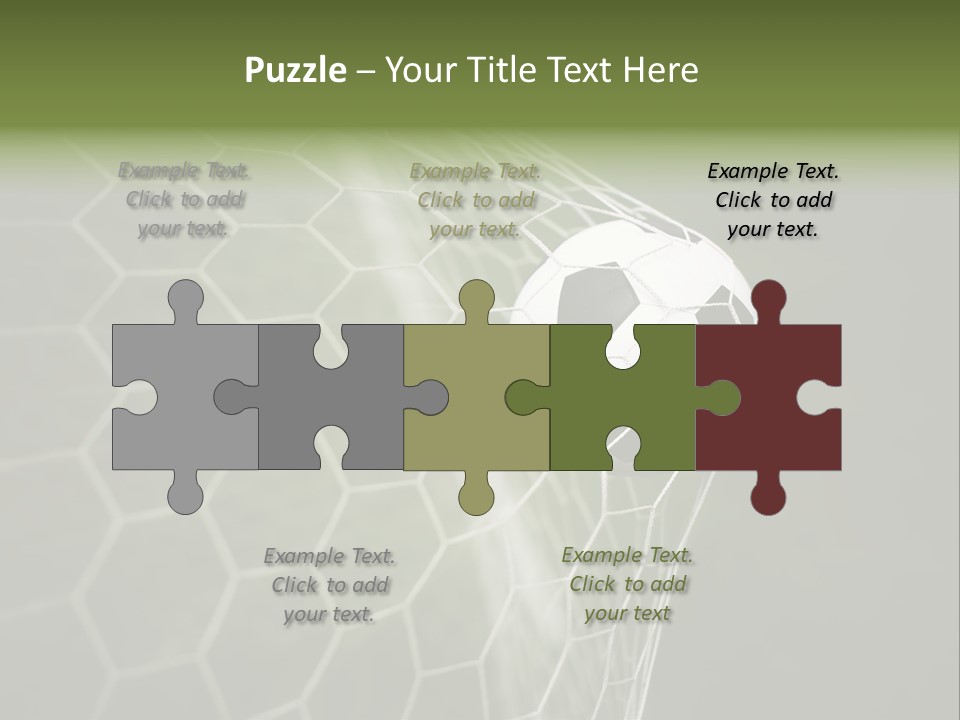 A Soccer Ball Is In The Net Of A Soccer Field PowerPoint Template