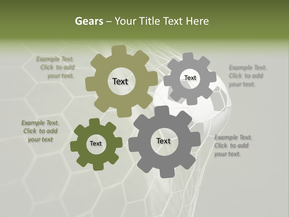 A Soccer Ball Is In The Net Of A Soccer Field PowerPoint Template