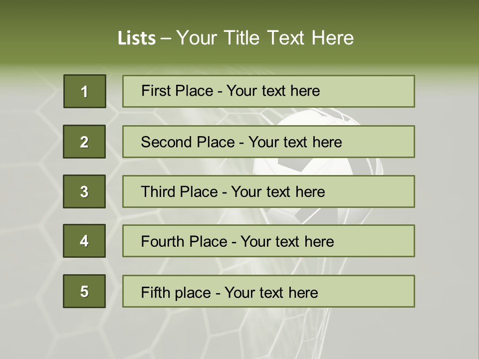 A Soccer Ball Is In The Net Of A Soccer Field PowerPoint Template
