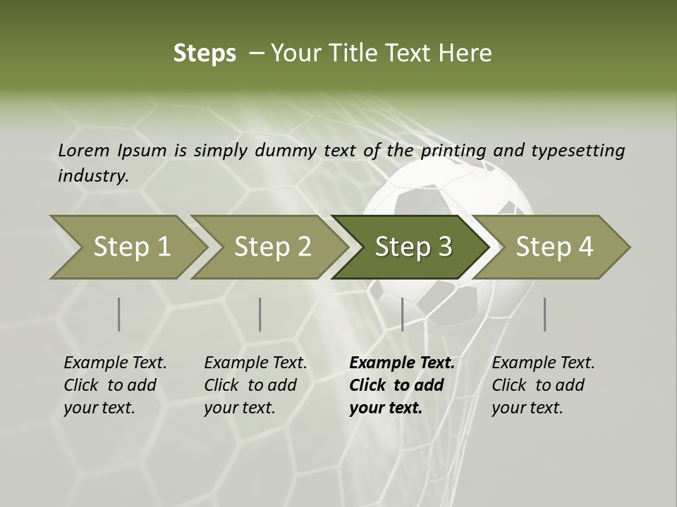 A Soccer Ball Is In The Net Of A Soccer Field PowerPoint Template