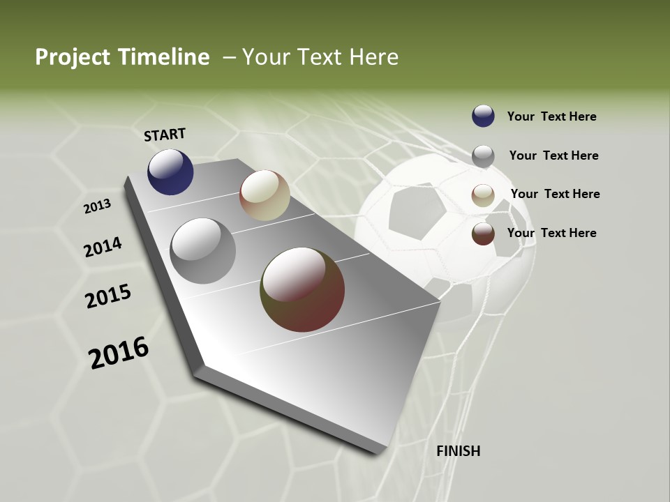 A Soccer Ball Is In The Net Of A Soccer Field PowerPoint Template