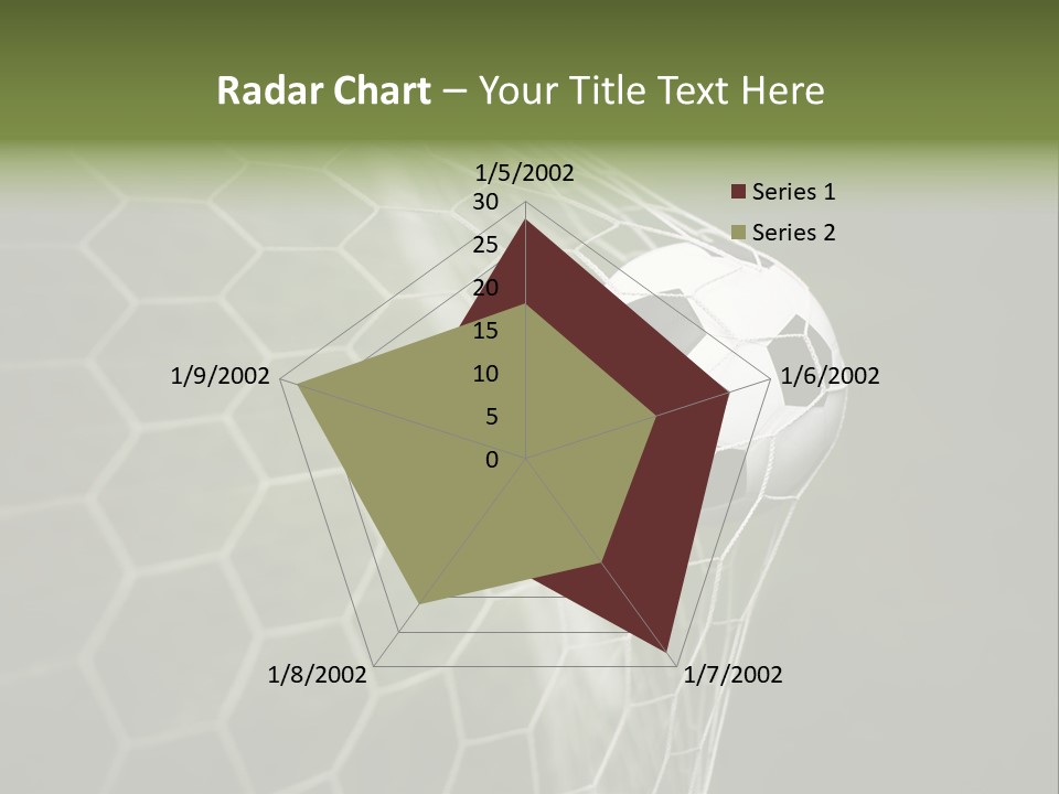 A Soccer Ball Is In The Net Of A Soccer Field PowerPoint Template