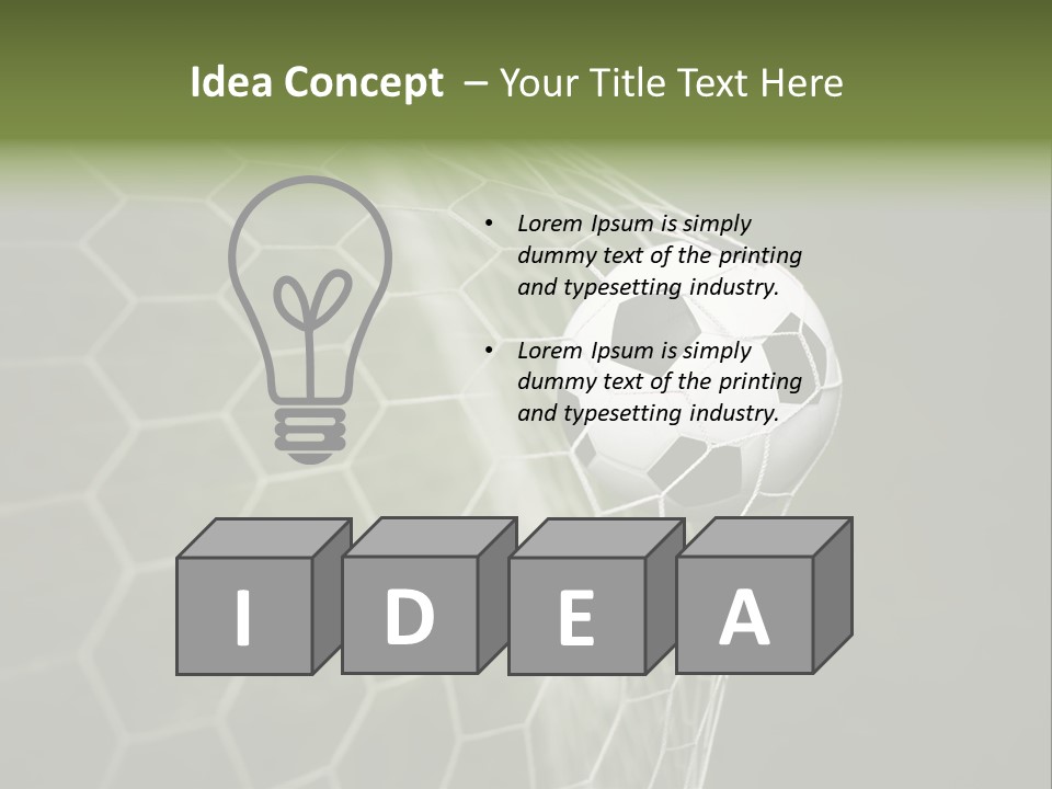 A Soccer Ball Is In The Net Of A Soccer Field PowerPoint Template