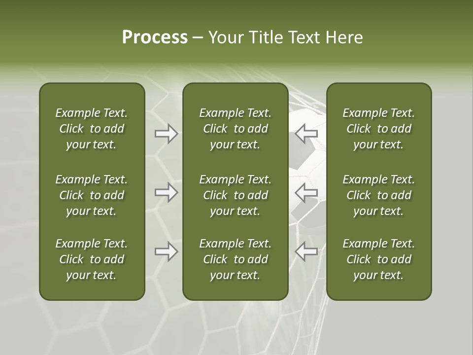 A Soccer Ball Is In The Net Of A Soccer Field PowerPoint Template