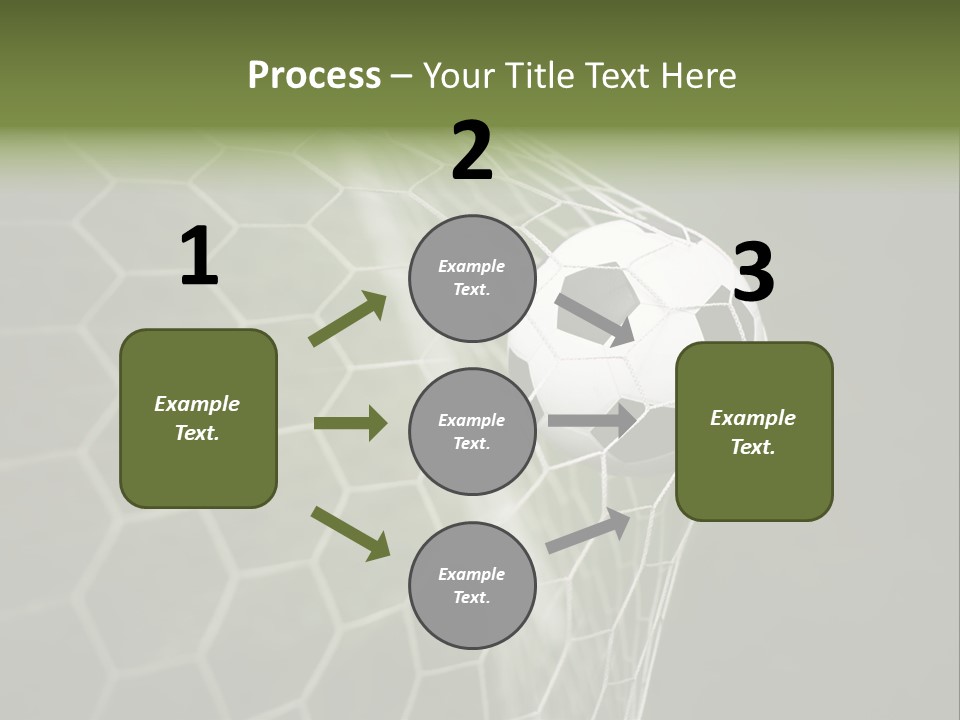 A Soccer Ball Is In The Net Of A Soccer Field PowerPoint Template
