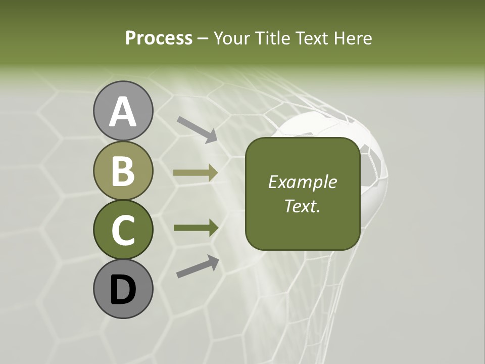 A Soccer Ball Is In The Net Of A Soccer Field PowerPoint Template