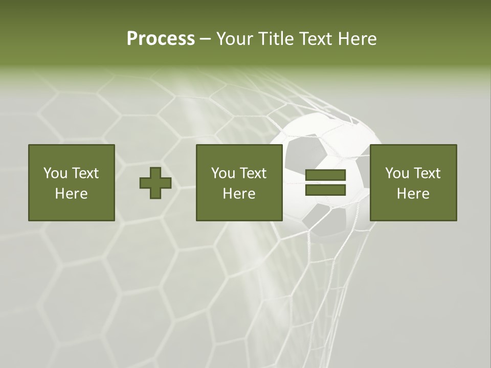 A Soccer Ball Is In The Net Of A Soccer Field PowerPoint Template