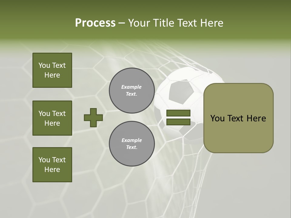 A Soccer Ball Is In The Net Of A Soccer Field PowerPoint Template