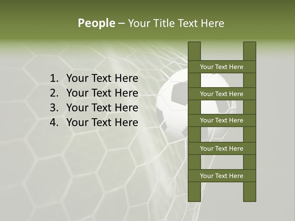 A Soccer Ball Is In The Net Of A Soccer Field PowerPoint Template