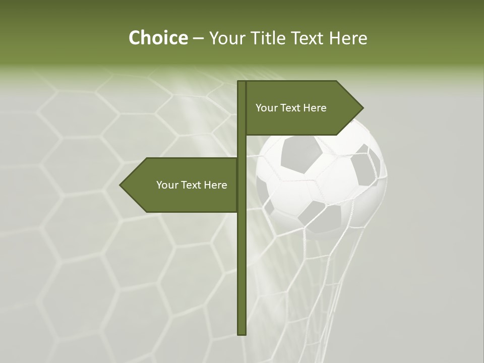 A Soccer Ball Is In The Net Of A Soccer Field PowerPoint Template