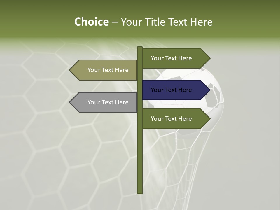 A Soccer Ball Is In The Net Of A Soccer Field PowerPoint Template